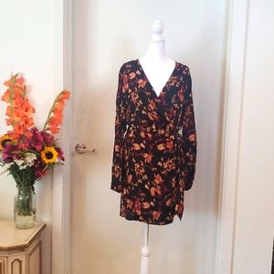 Leith black floral dress